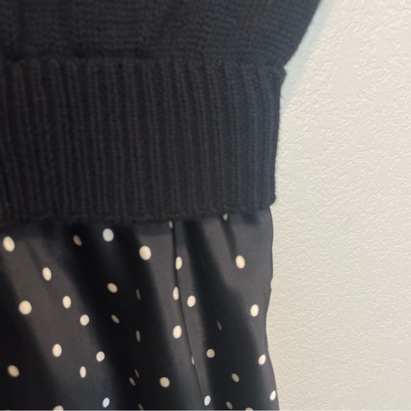 Evereve Polkadot Dress Sweater Top Satin Skirt Classic Size XS - Picture 6 of 9
